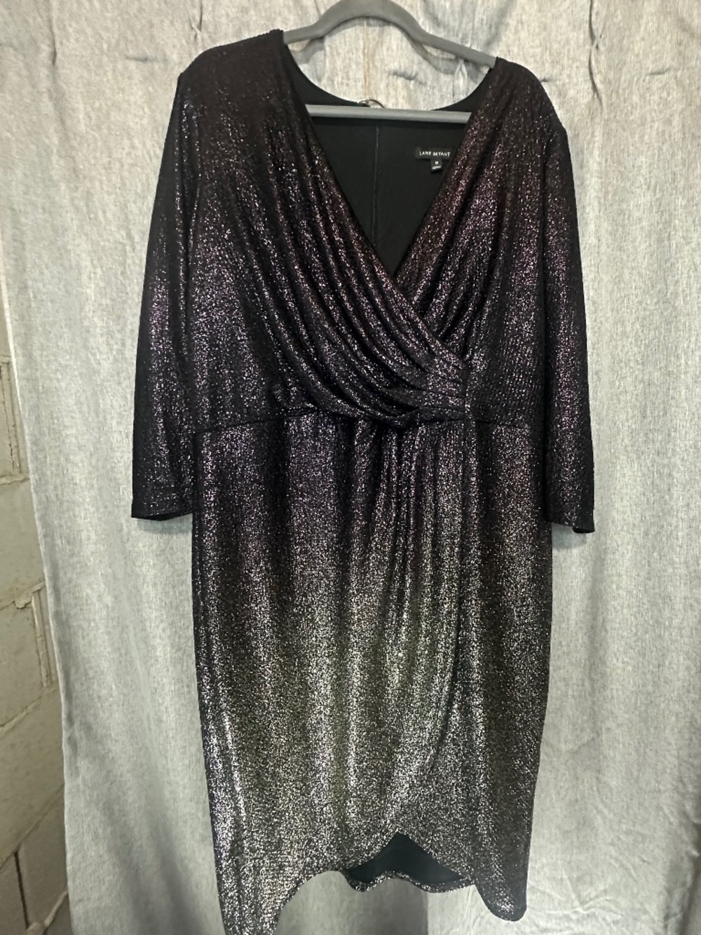 Lane Bryant Ombré Metallic Shimmer Faux Wrap Cocktail Dress Size 18